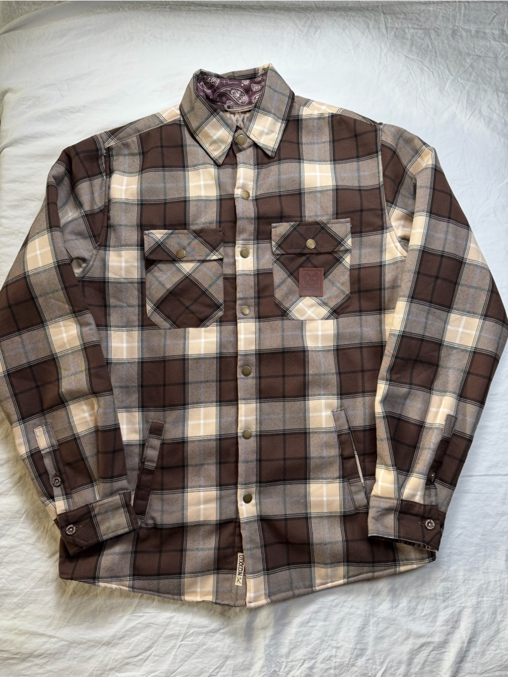 DIXXON Brown & Cream Plaid Sherpa-Lined Jacket